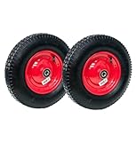 2PCS 16" 4.8/4.00-8 Wheelbarrow Cart Wheels - Heavy-Duty Pneumatic Tyres with Sealed Bearings, Metal Rim, and Multiple Sizes (16MM/19MM/20MM/25.4MM)130kg Capacity, Not for Highway Use (20MM BORE)