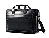 Samsonite Leather Expandable Briefcase 17 inch, Black, 17", Leather Expandable Briefcase