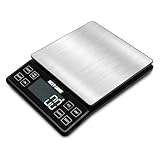 Food Kitchen Scale NEXT-SHINE Rechargeable Digital Scale with LCD Backlit Display and Protective Tray, 5kg x 0.1 for Baking Cooking Meal Prep Postal Parcel, Large Stainless Steel Weighing Platform