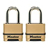 Master Lock Gold Outdoor Combination Lock, Heavy Duty Weather Resistant Padlock, Resettable Combination Lock for Outdoor Use 1.2 x 2 x 3.87 inches, 2 Pack, M175LFEC2