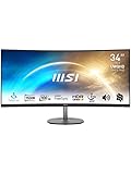 MSI PRO MP341CQ 34" UltraWide Business Monitor, WUQHD 3440x1440, 1500R Curved, IPS, Frameless, 100Hz, 1ms, Tilt Compatible, HDR Ready, 2xHDMI&DP Port, Built-in Speakers, VESA, Black, 3 Year Warranty