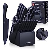 Knife Set Black,RAXCO Knives Set for Kitchen Full Tang Steel Steak Knife Set(8)+Chef's Knives(6),Kitchen Shears(19-in-1)…