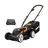 WORX 36V（40V MAX）Cordless Lawnmower WG779E, PowerShare, 34cm Cutting Width, Intellicut, Single-Lever, 6 Cutting Heights, Cut to Edge, 2x2.5Ah Batteries & 2 Chargers, 1 Grass Collection Bag Included