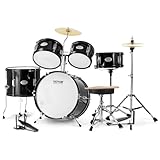 VEVOR Kids Drum Set, 5-Piece, 406.4 mm Beginner Full Drum Set with Bass Toms Snare Floor Drum Adjustable Throne Cymbal Hi-Hat Pedal and Two Pairs of Drumsticks, Starter Drum Kit for Child Kids, Black