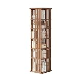 360 Rotating Bookshelf Bamboo Storage Display Rack Shelving in Dark Wood