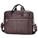 SPAHER Mens Leather Laptop Bag Briefcases for Men 15.6 Inch Leather Briefcase Business Work Laptop Handbag Shoulder Bag Office Bag for Men Laptop Messenger Bag