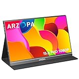 ARZOPA Portable Monitor, 15.6'' 1080P FHD Laptop Monitor USB C HDMI Computer Display HDR Eye Care External Screen w/Smart Cover for PC Mac Phone Xbox Switch PS5 - S1 Table