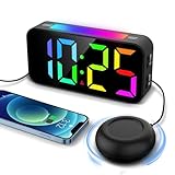 Topski Alarm Clocks for Heavy Sleepers, Vibrating Alarm Clock with Bed Shaker, Night Light, Large Display, Dimmable Loud Clock for Adults Hearing Impaired Deaf Seniors Teens (RGB)