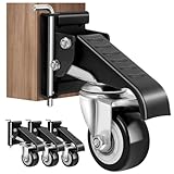 SPACECARE Workbench Casters kit 600Lbs Heavy Duty Quick Release 2 Mounting Options Retractable Workbench Stepdown Caster Wheels Adjustable Polyurethane Durable Steel Construction (Set of 4)