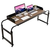 Eosprim Overbed Bedside Desk,Overbed Table with Wheels Height Adjustable, Laptop Table for Bed, Bed Trays for Eating, Built to Hospital Bed Table