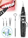 Ultrasonic Tooth Cleaner - Plaque Remover for Teeth Remove Teeth Stain tarter Plaque Calculus - with Led 3 Adjustable Modes 2 Replaceable Clean Heads - 100% Safe