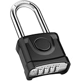 Heavy Duty Combination Padlocks, [Weatherproof Outdoor] Diyife Large 4-Digit Code Lock, 54mm with 8mm Thick Long Shackle 304 Stainless Steel Shackle Locker Padlock for School, Gym, Shed, Gate (Black)