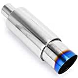 PTNHZ Stainless Steel 2" Inlet 3.5" Outlet Burnt Tip Exhaust Muffler Universal 14.1" Length