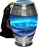 Aurora Borealis Cremation Urns for Adults for Funeral, Burial or Home. Norther Lights Cremation Urns for Ashes Adult Male Large Urns for Dad and Urns for Mom Ashes XL Large & Small