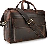 Vintage Genuine Leather Briefcase for Men 17 Inch Laptop Computer Case Business Travel Work Messenger Cross Body Shoulder Bag