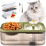 TODDLT Water Fountain for Cats Inside, Cat Feeding & Watering Supplies, Super Quiet Automatic Pet Water Dispenser 100oz/3L with Stainless Steel Cat Bowls and Long Life Span Pump