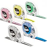 Memoking Label Maker Tape for Dymo Letratag Label Maker Refills, Compatible with Dymo Letratag Refills, 12mm x 4m P12 Pro Label Tape for Dymo Letra Tag Label Maker LT-100H LT-100T Qx50, 5-Pack