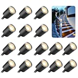 SMY Lighting 16Pcs Decking Lights, LED Deck Lights with Protecting Shell φ32mm,Warm White Deck Lighting IP67 Waterproof, 12V Low Voltage for Garden Steps,Stair,Patio,Floor,Kitchen Skirting Decoration