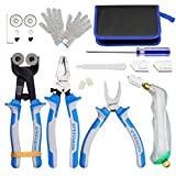 SPEEDWOX 20PCS Heavy Duty Mosaic Wheeled Glass Nippers with Replacement Cutting Wheel Glass Running Pliers Breaker Grozer Pliers Oil Feed Glass Cutter Set Cut Resistant Gloves Leather Zipper Bag