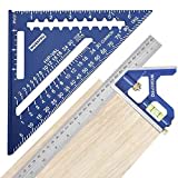 WORKPRO Rafter Square and Combination Square Tool Set, 18cm . Aluminium Alloy Die-Casting Carpenter Square and 30cm Zinc-Alloy Die-Casting Square Ruler Combo (Rafter Square Layout Tool)