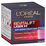 L'Oréal Paris Night Cream, Anti-Ageing and Anti-Wrinkle, With Pro-Xylane and Hyaluronic Acid, Revitalift Laser X3, 50ml