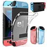 HEYSTOP Switch Case and Switch Screen Protector Compatible with Nintendo Switch, Dockable Soft TPU Switch Protective Case Cover with Switch Accessories, 6 Thumb Grip Caps for Nintendo Switch Console