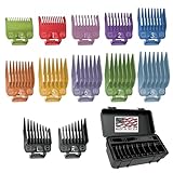 Wahl Clipper Genuine Secure-Fit™ Attachment Guard Organization Kit with Color Pro Colored Hair Clipper Guide Combs, 14 Piece Premium Storage Kit for Wahl Hair Clippers, Multicolor - 3291-100