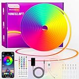 Cozylady RGB Neon LED Rope Lights, 12M Waterproof Bluetooth APP Remote Control Music Sync Strip Lights 39ft, 24V Flexible DIY Silicone Light for Bedroom Home Indoor Outdoor Decor,2Rolls of 6Meters