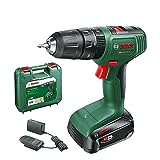 Bosch 18V Cordless Impact Hammer Drill Driver With 2.0Ah Battery, Charger and Case, 2 Speed, 20 Torque Settings, 13mm Chuck, 40Nm (EasyImpact 18V-40). Made in Europe