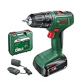 Bosch 18V Cordless Drill Driver With 2.0Ah Battery, Charger and Case, 2 Speed, 20 Torque Settings, 13mm Chuck, 40Nm (EasyDrill 18-40). Made in Europe