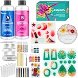 Teexpert Epoxy Resin Kits for Beginners, 8.8OZ Crystal Clear Epoxy Resin Starter Kit with Jewelry Coaster Earring Resin Moulds, Pigments, Resin Accessories, Gift Box, Complete Casting Resin Jewellery Making Kit for Art & Craft