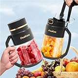 Feekaa Portable Blender for Smoothies and Shakes, Personal Blender Small Smoothie Blender, 1000ML BPA Free Smoothie Blender with Lid Straw & Strap for Sports/Travel/Gym, Black