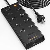 HEYMIX Powerboard USB, 8-Outlet Power Strip, Surge Protector Mountable with 4 USB Charging Ports Max 24W, 2.4A Fast Phone Charging, Extension Power Cord SAA Certified, Overload Switch for Home&Office