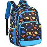 Kids Backpacks,VASCHY Large Water Resistant Backpack for Preschool/Primary/Elementary School Bookbag for Boys with Reflective Tape Black Dinos