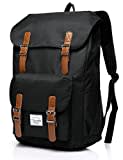 Laptop Backpack for Men Women,Vaschy Vintage Large Casual School Daypack Lightweight Camping Rucksack Travel Backpack Bookbag with15.6in Laptop Sleeve Black