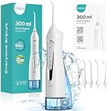 COSLUS Water Dental Flosser For Teeth: Professional Cordless Oral Irrigador 300ML Electric Flossing Machine Rechargeable IPX7 Waterproof Stains Remover Gums Care Portable Water Jet Floss Teeth Cleaner