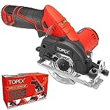 TOPEX 12V Max Cordless Circular Saw 85mm Cutting Machine Professional 1450RPM Compact Lightweight Mini Circular Saw with Scale Ruler, Saw Blades, Battery & Charger Ideal for Wood, Tile & Plastic Cuts