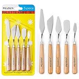 MEEDEN Painting Knife Set, 5 Pcs Stainless Steel Artist Spatula Palette Knives, Oil Painting Pallet Knife with Wood Handle, Art Tools for Oil, Acrylic and Canvas Painting