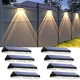 Solar Fence Lights Outdoor - 2700/4000/6000K 3 Mode, IP65 Waterproof Fence Solar Lights Outdoor, Solar Deck Lights for Outside, Backyard/Railing/Step/Patio/Deck Fence/Stair Railings and Wall (8 Pack)