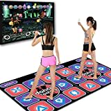 Dance Mat for Kids Adults, Folding Double Player Wireless Electronic Dance Floor Mat for TV, Interactive Yoga Sport Fitness for Game, Birthday Gifts for 3 4 5 6 7 8 9 Girls Boys