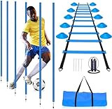 Soccer Agility Training Poles Set - Includes 6 Agility Poles,Agility Ladder, 10 Soccer Cones,Jump Rope for Speed Training, Soccer Training, Basketball Athletes & Kids