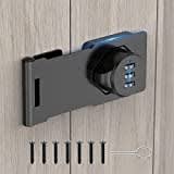 MeBantoo Household Cabinet Password Hasp Locks, Door Combination Lock, Security Slide Latch Lock for Small Doors, Cabinets, Barn Door, Bathroom, Outdoor, Garden (Black) (FY-PA01)