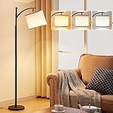 Anyuainiya Floor Lamp for Living Room with 3 Color Temperatures, Standing Lamp Tall with Adjustable Linen Shade, Modern Floor Lamp for Living Room Bedroom Office