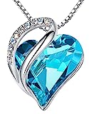 Leafael Infinity Love Heart Birthstone Crystal Necklaces for Women, Hypoallergenic Silver Plated Women’s Jewellery, 18+2 Inch Chain, Anniversary and Birthday Gifts for Wife, Mother and Daughter