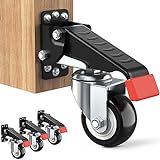 SPACEKEEPER Workbench Casters kit - 4 Heavy Duty Retractable Caster Wheels Designed for Workbenches Machinery & Tables, Install Template Included