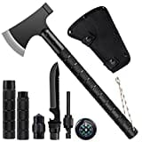 Survival Axe，Multitool Axe Set, Large Camping Axe with Hammer Whistle Compass Sheath Knife, 8 in 1 with Survival Hammer, Mutifunctional Survival Equipment for Hiking,Hunting,Camping, bushcrafting