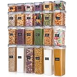 Vtopmart 24pcs Airtight Food Storage Container Set, kitchen Storage & Organisation, BPA-Free Pantry Organiser Plastic Food Containers with Lids for Cereal, Flour and Sugar, Includes 24 Labels