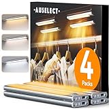 AUSELECT Under Cabinet Lighting, 4-Pack Motion Sensor Closet Lights, Wireless USB Rechargeable Led Light Bars, Sensor Night Lights for Drawers, Wardrobe, Stair, Kitchen