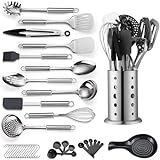 Reanea Kitchen Utensils Set, 39 Pieces Stainless Steel Cooking Utensils Set, Spoon Spatula Set with Sturdy Stainless Steel Utensil Holder, Dishwasher Safe