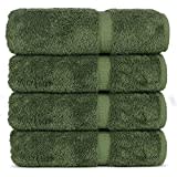 Chakir Turkish Linens 100% Cotton Premium Turkish Towels for Bathroom | 27'' x 54'' (4-Piece Bath Towels - Moss)